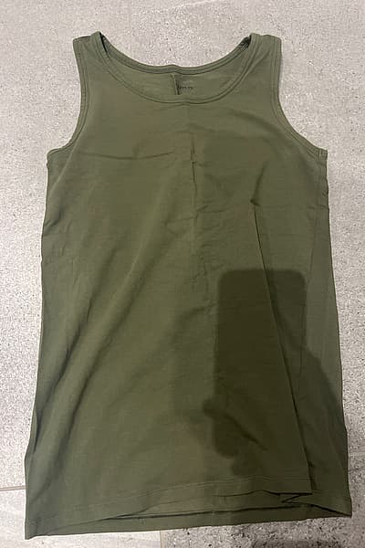Olive green cotton tank top — pre-loved on Thrifted.mt