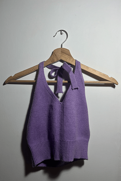 Knitted Purple Cropped Halter Neck Top — pre-loved on Thrifted.mt