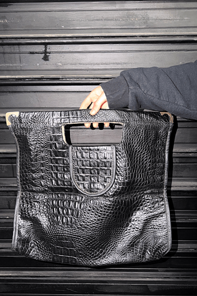 Black Croc Effect Clutch Bag — pre-loved on Thrifted.mt