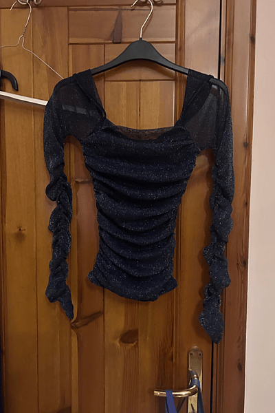 Sparkly Navy Ruched Mesh Top by SHEIN — pre-loved on Thrifted.mt