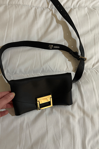 Black Faux Leather Belt Bag — pre-loved on Thrifted.mt