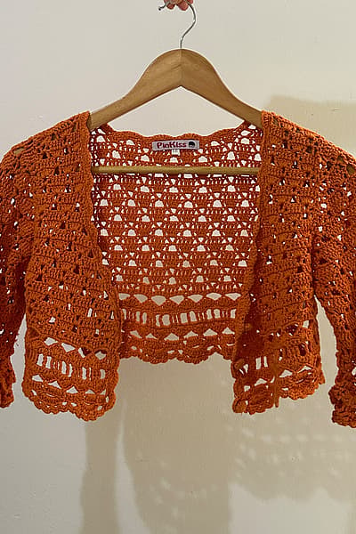 Orange crochet bolero — pre-loved on Thrifted.mt