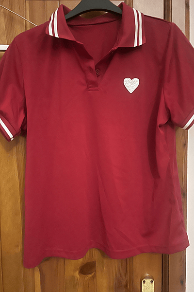Red Heart Embroidered Polo Shirt by SHEIN — pre-loved on Thrifted.mt