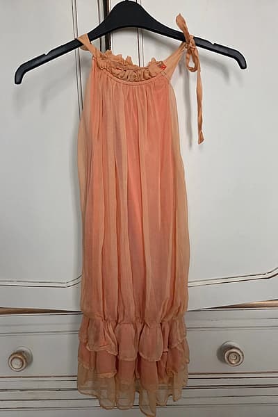 Morgan Orange Silk Ruffle Blouse by Morgan — pre-loved on Thrifted.mt
