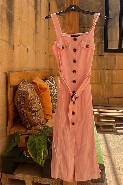 Miss Selfridge Pink Linen Button Dress