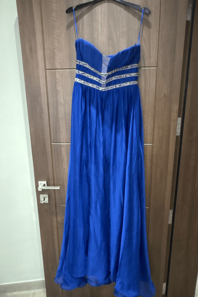 Royal Blue Embellished Maxi Dress by Nina Covaci — pre-loved on Thrifted.mt