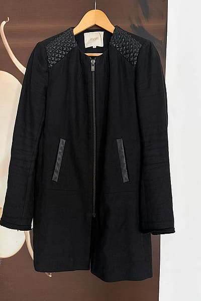 Maje Quilted Shoulder Black Coat by Maje — pre-loved on Thrifted.mt