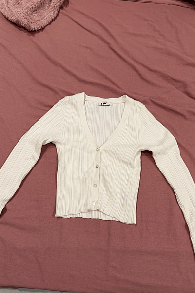 Cream Ribbed Button Up Cardigan by Tally Weijl — pre-loved on Thrifted.mt