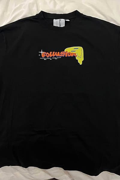 Black Collusion Graphic T-Shirt by Collusion — pre-loved on Thrifted.mt