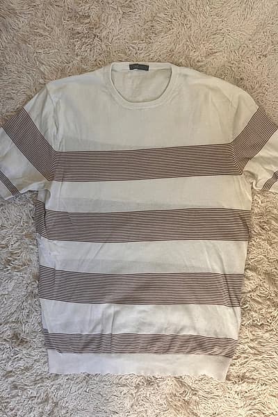 Dan John Striped Knit Top M by Dan John — pre-loved on Thrifted.mt