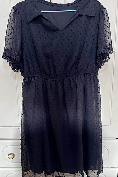 Black Dotted Chiffon Dress by Shein — pre-loved on Thrifted.mt