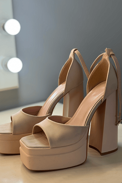 Chunky Platform Ankle Strap Heels — pre-loved on Thrifted.mt