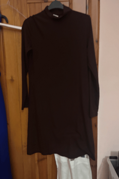 Burgundy Ribbed High Neck Dress by H&M — pre-loved on Thrifted.mt