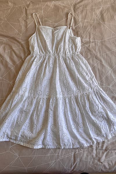 White Embroidered Cotton Sundress by People — pre-loved on Thrifted.mt