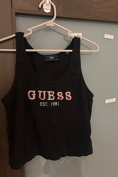 Guess Black Logo Tank Top by Guess — pre-loved on Thrifted.mt