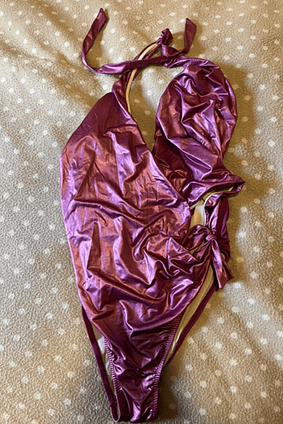 Metallic Purple Halter Swimsuit by Unknown — pre-loved on Thrifted.mt