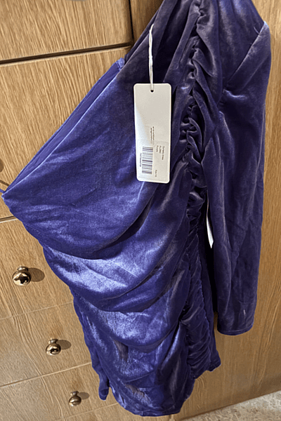 Purple Velvet Ruched Mini Dress by AMYLYNN — pre-loved on Thrifted.mt