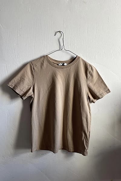 NA-KD Beige Crew Neck T-Shirt by NA-KD — pre-loved on Thrifted.mt