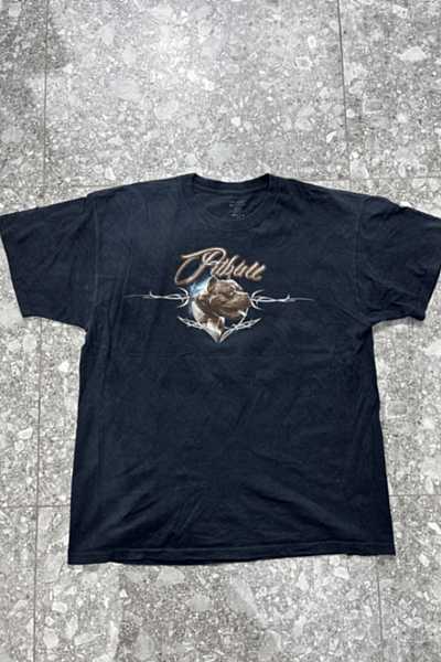 Graphic Pitbull print black t-shirt by Port and Company — pre-loved on Thrifted.mt