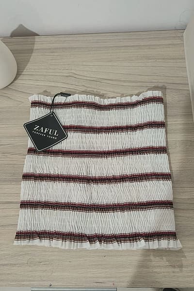 Zaful striped smocked tube top by Zaful — pre-loved on Thrifted.mt