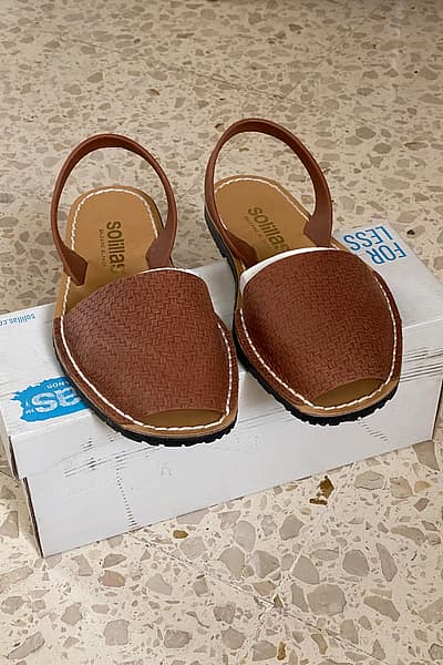 Solillas leather woven menorcan sandals in tan by Solillas — pre-loved on Thrifted.mt
