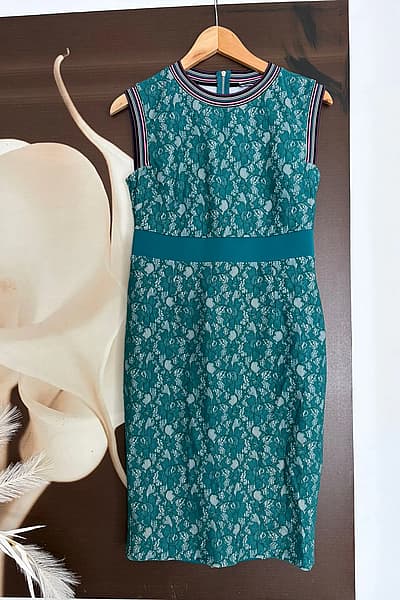 Sportmax Code Teal Lace Dress by Sportmax Code — pre-loved on Thrifted.mt