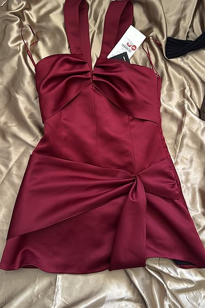 Burgundy Satin Mini Dress by Zara — pre-loved on Thrifted.mt