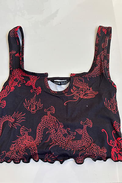 Dragon Print Crop Vest Top by SHEIN — pre-loved on Thrifted.mt