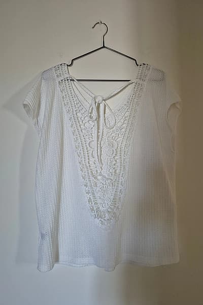 White Crochet Detail Back Top