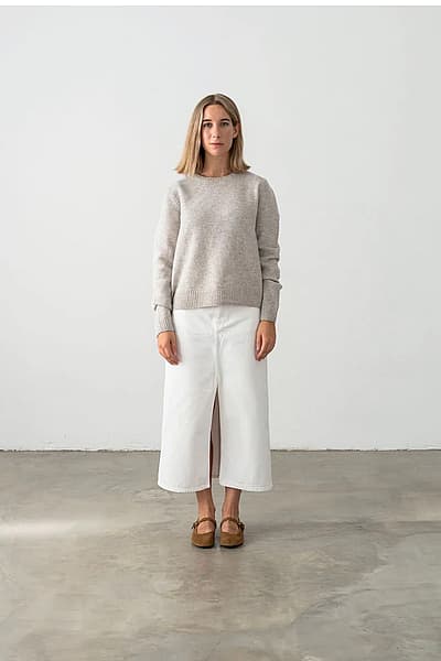 White Denim Front Split Midi Skirt by Massimo Dutti — pre-loved on Thrifted.mt
