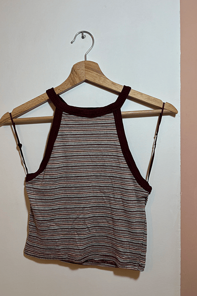 Striped High-Neck Crop Vest by PULL&BEAR — pre-loved on Thrifted.mt