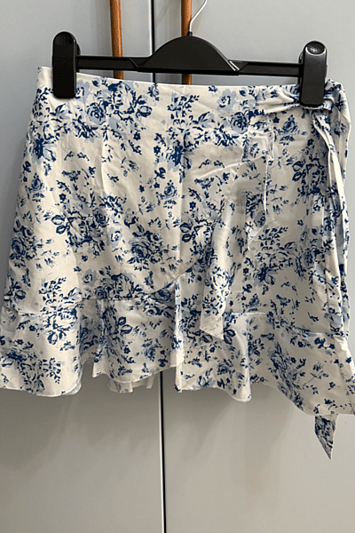 Blue Floral Ruffle Wrap Skirt by SHEIN — pre-loved on Thrifted.mt