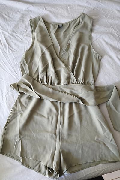 Satin-look Wrap Short Playsuit by SHEIN — pre-loved on Thrifted.mt