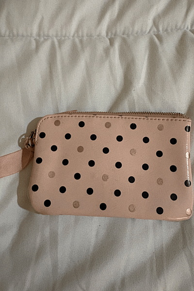 Pink Polka Dot Zip Pouch — pre-loved on Thrifted.mt
