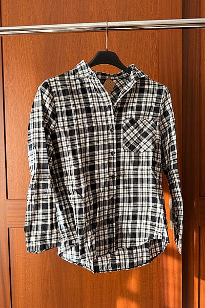New Look Black White Checked Shirt — pre-loved on Thrifted.mt