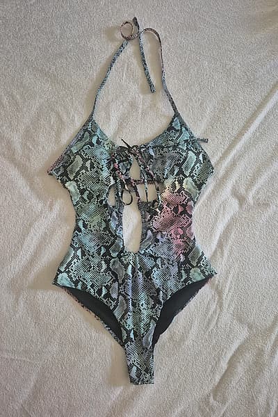 Snake Print Halter Neck Swimsuit size S/M by Tezenis — pre-loved on Thrifted.mt