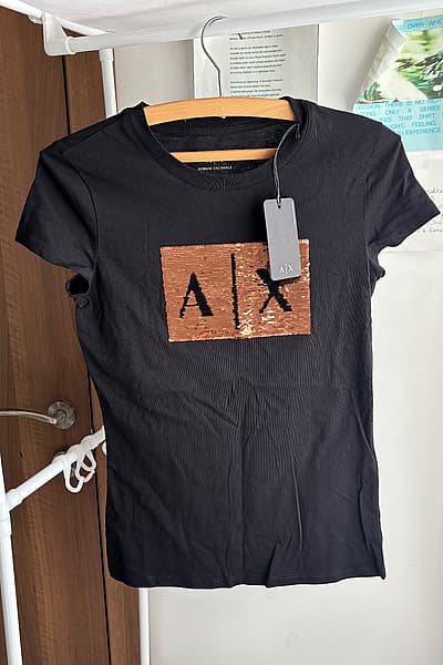 Armani Exchange Sequin Logo Tee by Armani Exchange — pre-loved on Thrifted.mt