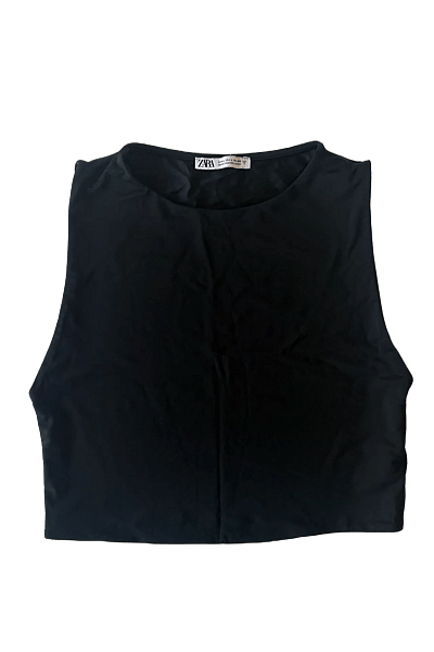 Black Sleeveless Cropped Tank Top by ZARA — pre-loved on Thrifted.mt