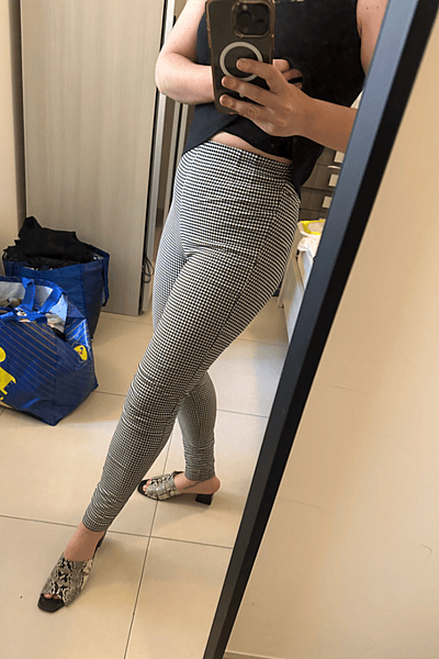 Zara Gingham High-Waist Trousers by ZARA — pre-loved on Thrifted.mt