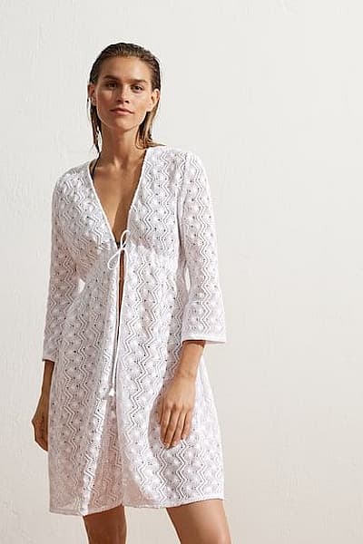 Oysho White crochet tie-front coverup by Oysho — pre-loved on Thrifted.mt