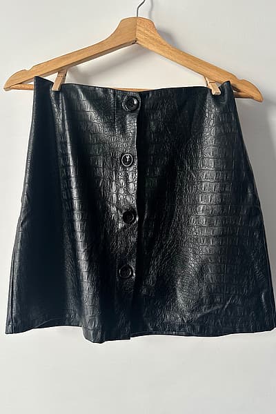 Black Faux Leather Croc Effect Skirt by Lokita Milano — pre-loved on Thrifted.mt