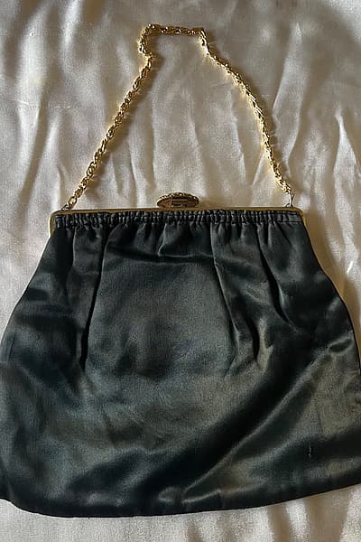 Vintage Black Satin Evening Bag — pre-loved on Thrifted.mt