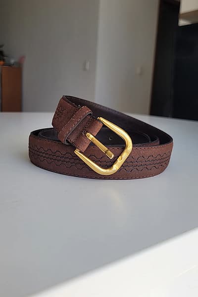Tan Stitched Leather Belt — pre-loved on Thrifted.mt