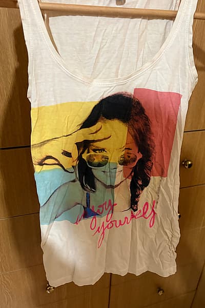 White Graphic Print Tank Top