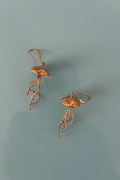 Gold Tone Jellyfish Earrings by Sue's Jewels from Camilleri Paris Mode — pre-loved on Thrifted.mt