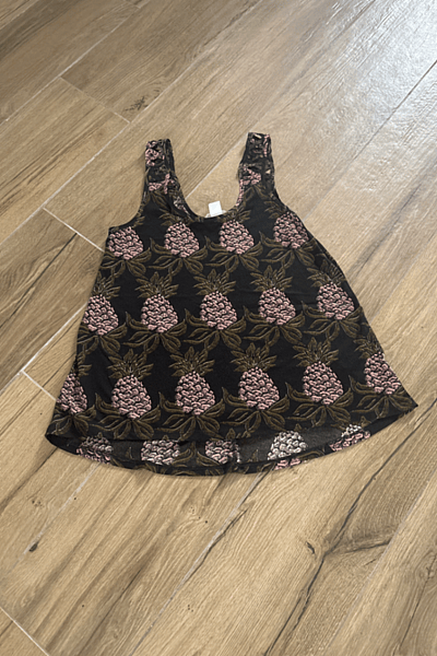 Black Pineapple Print Vest Top — pre-loved on Thrifted.mt