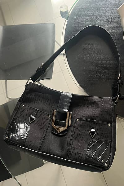 Mario Valentino Black Monogram Shoulder Bag by Valentino — pre-loved on Thrifted.mt