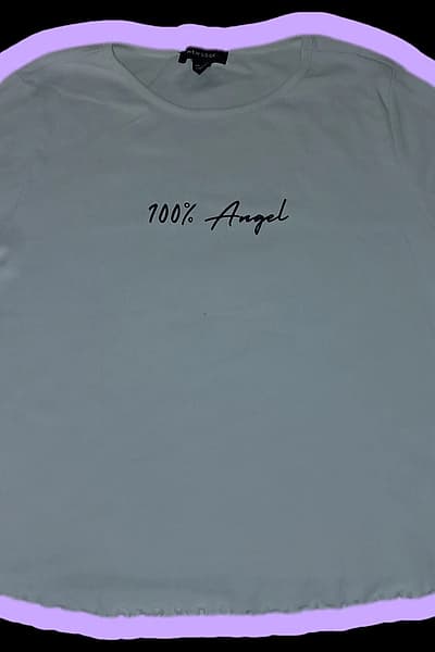 New Look "100% Angel" & 100% cotton - embroidered ribbed baby tee by New Look — pre-loved on Thrifted.mt