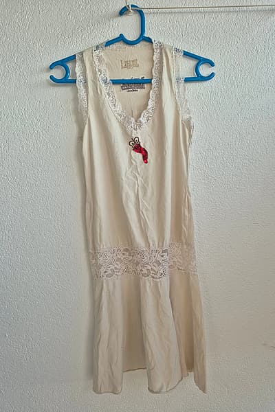 Cream Lace Trim Vest Dress by Lonsdale London — pre-loved on Thrifted.mt