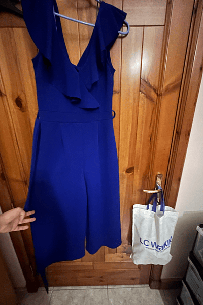 Royal Blue Ruffle Front Jumpsuit by New Look — pre-loved on Thrifted.mt